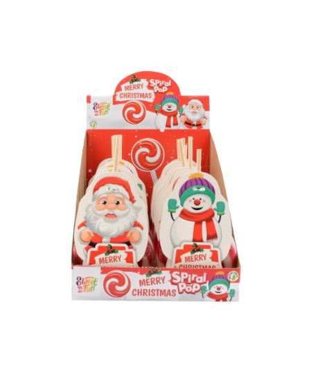 Acadele Spirale Crăciun Fericit – Lollipop Mare, 24 buc / cutie, 90g