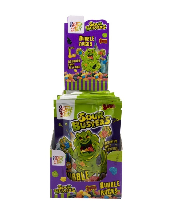 Gumă Pietricele Sour Busters – Mini Biluțe de Mestecat, 12 buc / cutie, 50g