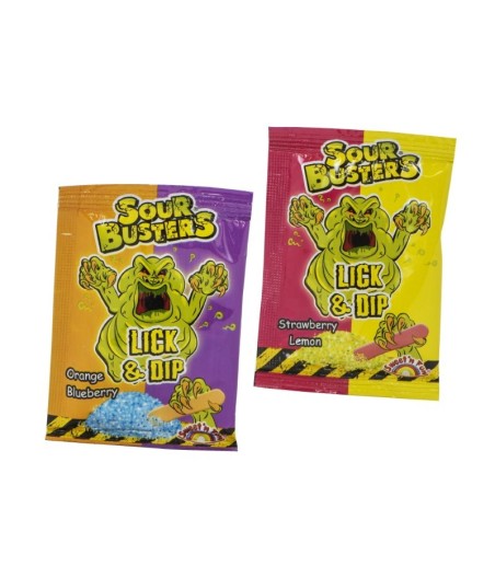 Lick & Dip Sour Busters – Pudră Acrișoară cu Acadea, 35 buc / cutie